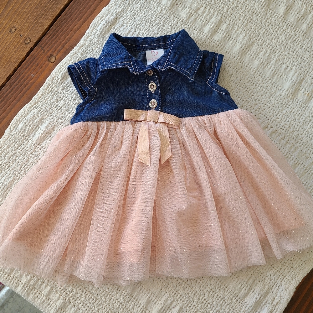 Pink Tulle and Jean Baby Dress